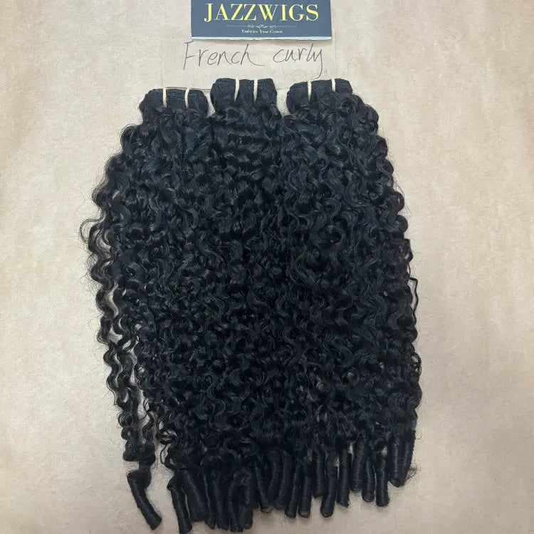 Raw Vietnamese French curly 3 bundles with soft definition for Black women.