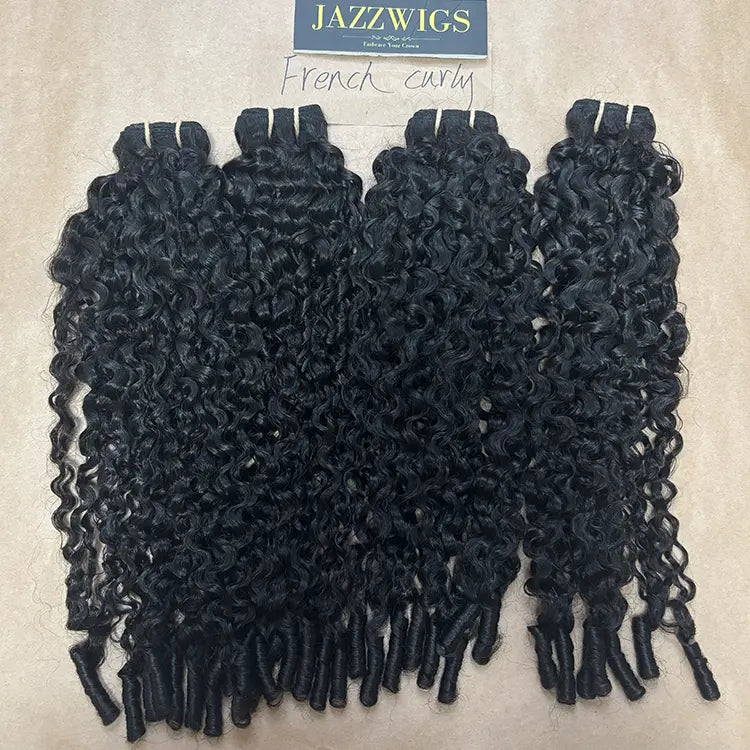 Raw Vietnamese French curly hair 4 bundles with soft definition for Black women.