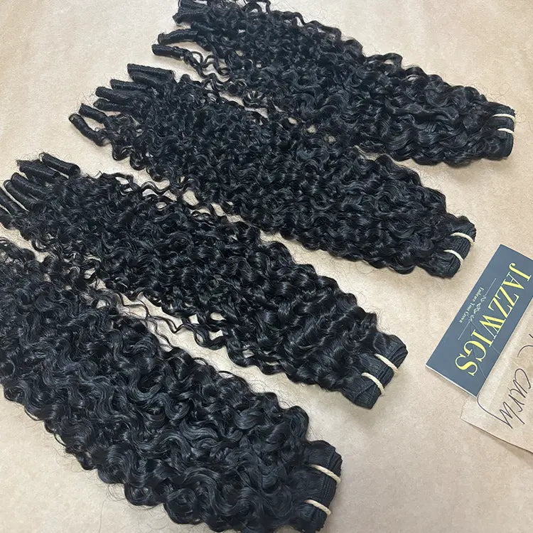 Raw Vietnamese French curly hair bundles with soft curls for Black women.
