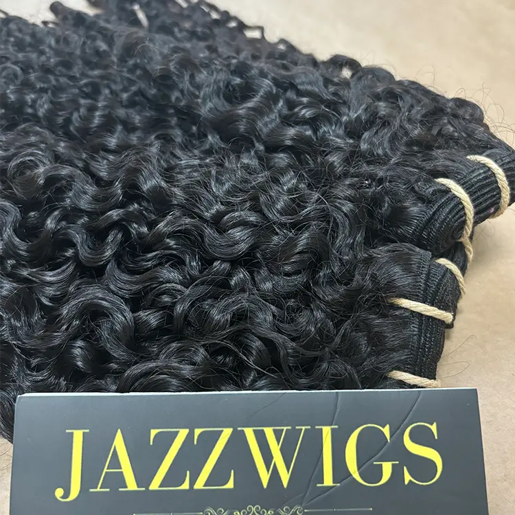 Full and bouncy raw Vietnamese French curly Black hair bundles.