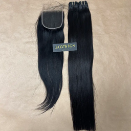 Raw straight 2 bundles with 5x5 HD lace closure for Black women.