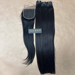 Raw straight 3 bundles with 5x5 HD lace closure for Black women.