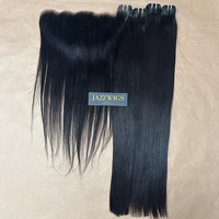 Raw straight 4 bundles with 13x6 HD lace frontal for Black women.