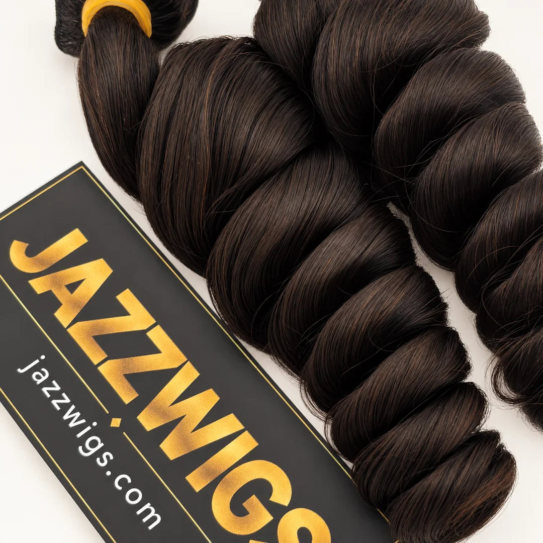 Raw Vietnamese Loose Wave Hair in Natural Black #1B — wave texture close-up