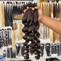 Raw Vietnamese Loose Wave Hair in Natural Black #1B — showroom product view