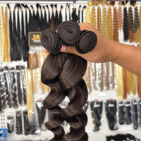 Raw Vietnamese Loose Wave Hair in Natural Black #1B — weft detail