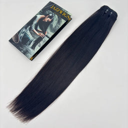 JAZZWIGS Raw Vietnamese Straight Hair 1 Bundle full-length product view with branded packaging, natural black straight human hair.