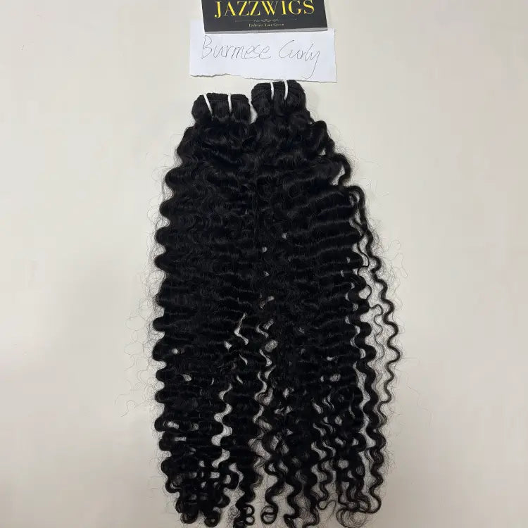 Virgin Cambodian Burmese curly hair 2 bundles with defined curls for Black women.