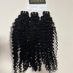 Virgin Cambodian Burmese curly hair 3 bundles with defined curls for Black women.
