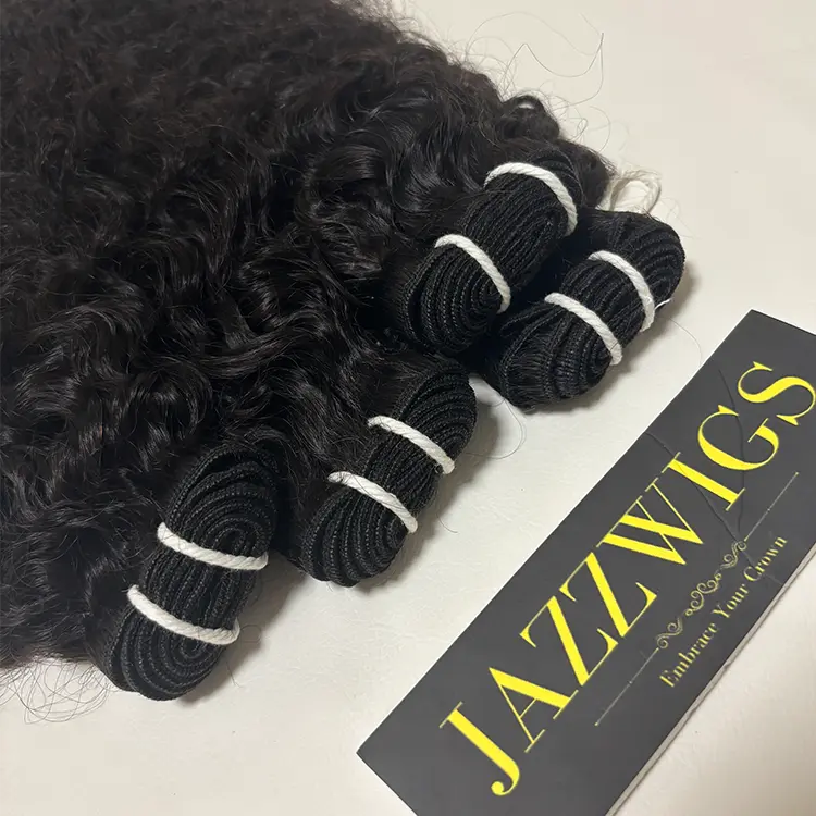 Natural Burmese curly texture virgin Cambodian hair bundles for Black hair installs.