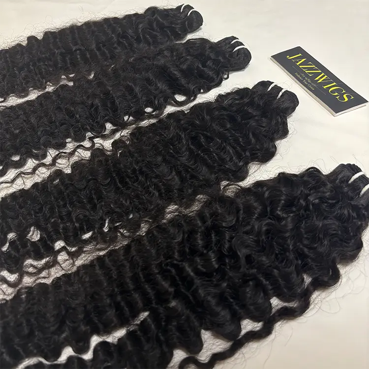 Soft and bouncy virgin Cambodian Burmese curly Black hair bundles.