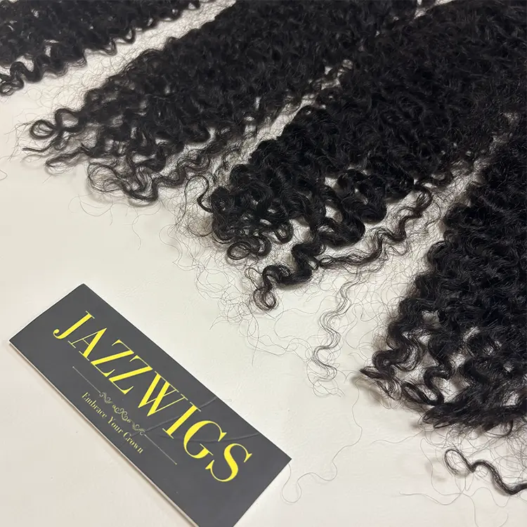 Long-lasting virgin Cambodian Burmese curly Black hair bundles with natural volume.