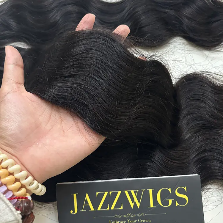 Thick weft virgin Indian wave bundles for Black women, pairs seamlessly with HD lace.