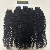 Virgin Burmese curly 4 bundles with 2x6 HD lace closure for Black women.