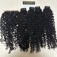Virgin Burmese curly 4 bundles with 6x6 HD lace closure for Black women.