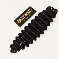 JAZZWIGS Virgin Cambodian Deep Wave human hair, one bundle in natural black #1B.