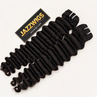 JAZZWIGS Virgin Cambodian Deep Wave human hair in natural black #1B, two bundles.