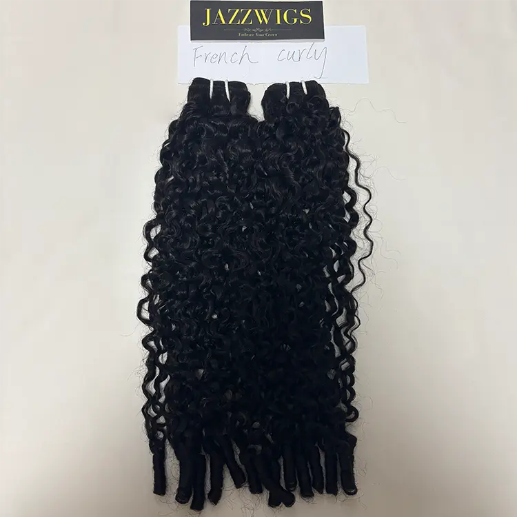 Virgin Cambodian French curly hair 2 bundles with soft curls for Black women.