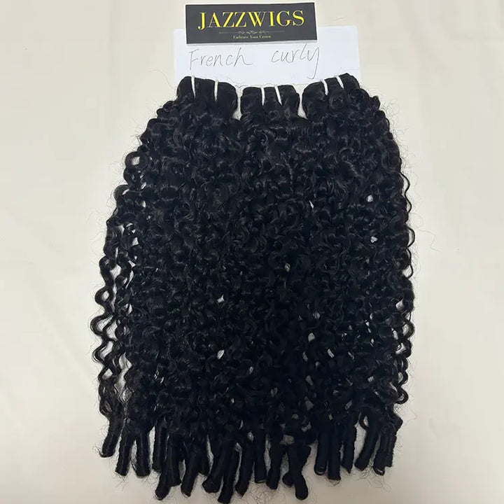 Virgin Cambodian French curly hair 3 bundles with soft curls for Black women.