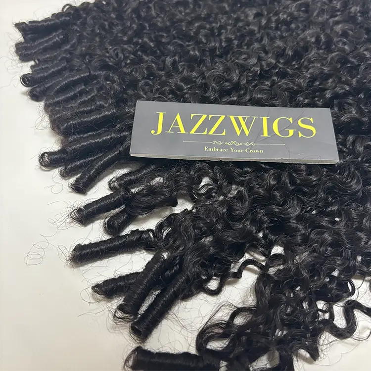 Premium virgin Cambodian French curly Black hair bundles with natural bounce.