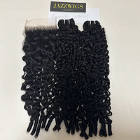 Virgin French curly 2 bundles with 5x5 HD lace closure for Black women.
