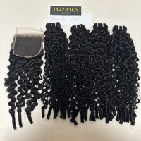 5x5 HD lace closure paired with virgin French curly Black hair bundles.