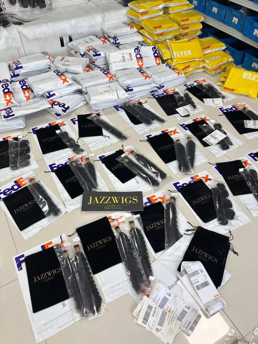 JazzWigs human hair orders packed order by order before wholesale dispatch
