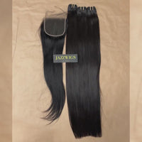 Sleek raw straight hair paired with a 5x5 HD lace closure and natural hairline.