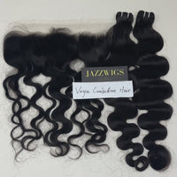 2 Virgin Cambodian Body Wave Hair Bundles with 13×4 HD Lace Frontal JAZZWIGS