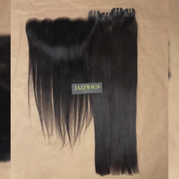 Smooth raw straight bundles with 13x6 HD lace frontal for wig vendors.