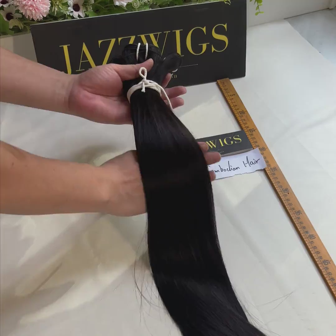 Virgin Cambodian Straight Hair 4 Bundle Deal with 7×7 HD Lace Closure