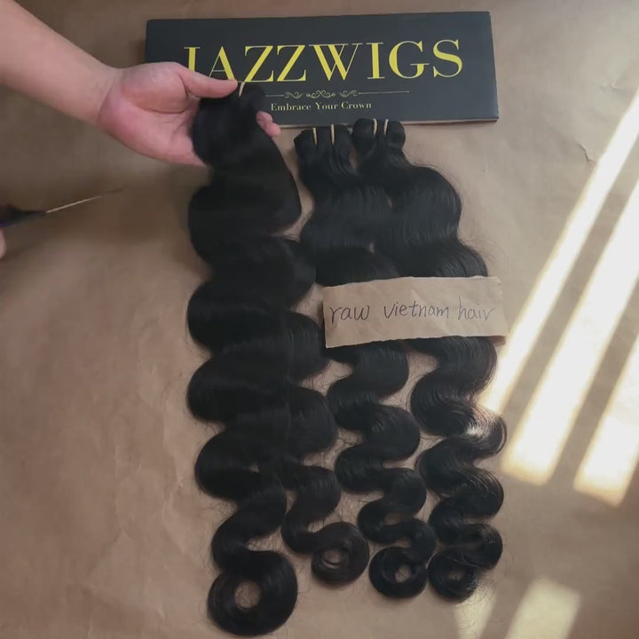 Raw Vietnamese Body Wave Hair 4 Bundle Deal – 100% Human Hair, Factory Direct