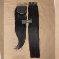 Sleek raw straight hair paired with a 5x5 HD lace closure and natural hairline.