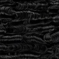 Natural black curly human hair bundles for sew-in installs and wig making.