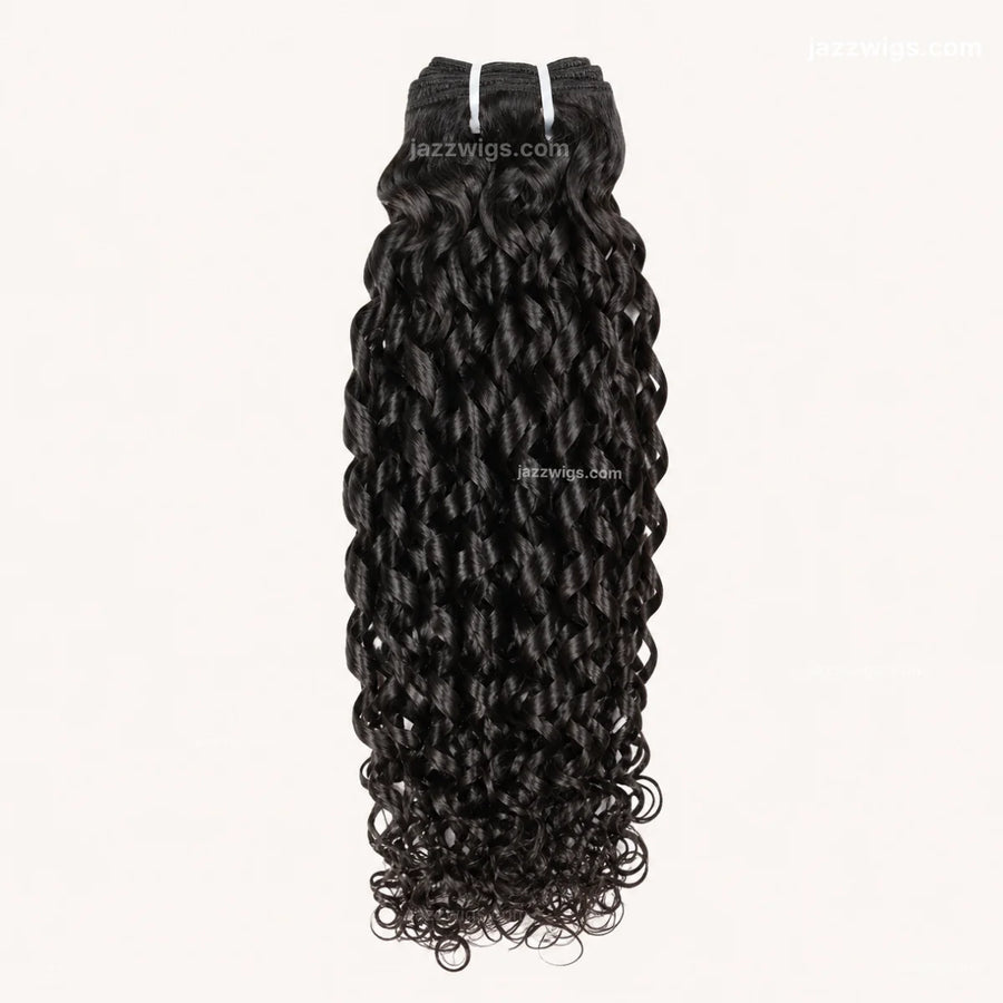 virgin cambodia pixie curly bundle in natural black by JazzWigs.