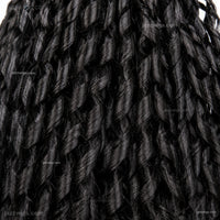 Human hair bundles with soft curly texture and full ends.