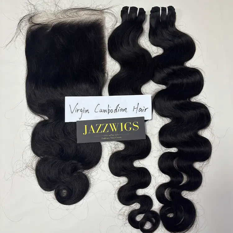 Virgin Cambodian Body Wave 2 Bundles With 7x7 HD Lace Closure | JazzWigs