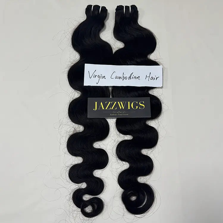 Virgin Cambodian Body Wave 2 Bundles With 2x6 HD Lace Closure | JazzWigs