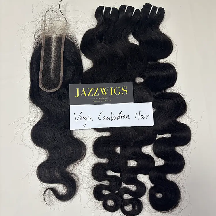 Virgin Cambodian Body Wave 3 Bundles With 2x6 HD Lace Closure | JazzWigs