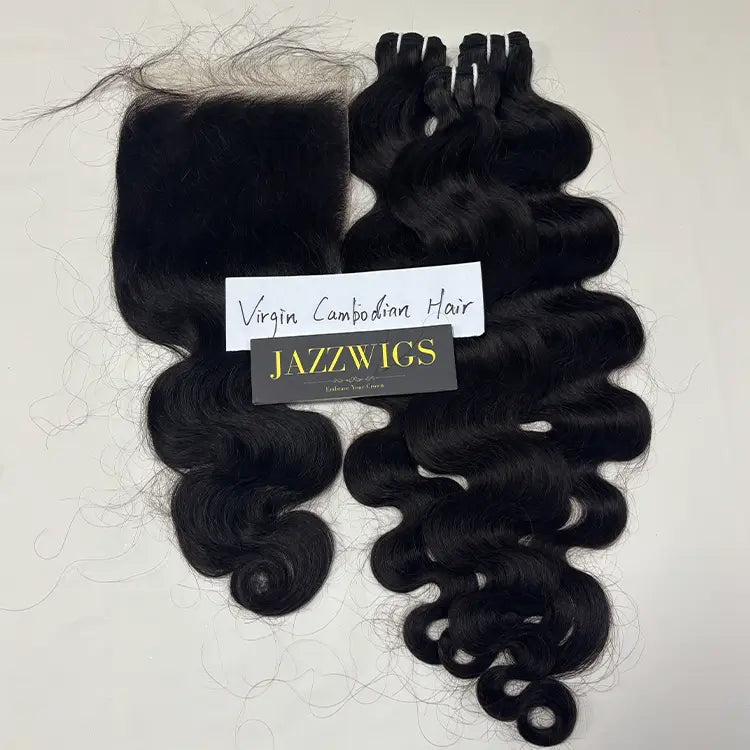 Virgin Cambodian Body Wave 3 Bundles With 7x7 HD Lace Closure | JazzWigs
