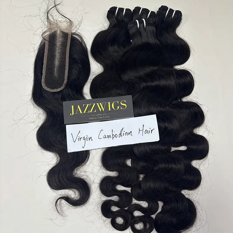 Virgin Cambodian Body Wave 4 Bundles With 2x6 HD Lace Closure | JazzWigs