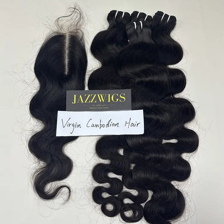 Virgin Cambodian Body Wave 4 Bundles With 2x6 HD Lace Closure | JazzWigs