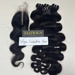 Virgin Cambodian Body Wave 4 Bundles With 2x6 HD Lace Closure | JazzWigs
