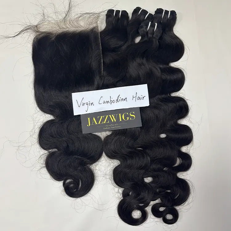 Virgin Cambodian Body Wave 4 Bundles With 7x7 HD Lace Closure | JazzWigs