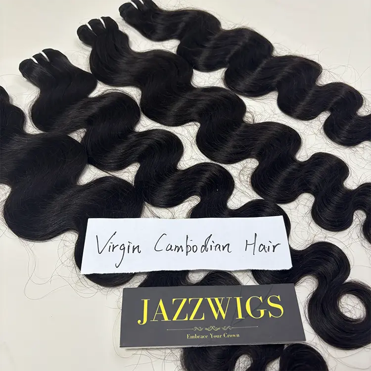 2 Virgin Cambodian Body Wave Hair Bundles with 13×4 HD Lace Frontal JAZZWIGS