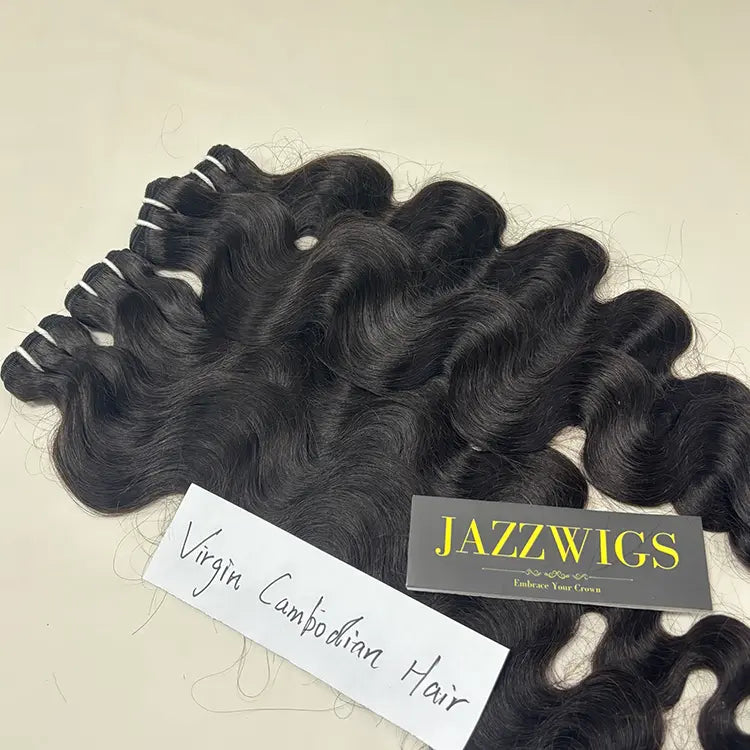 Virgin Cambodian Body Wave 2 Bundles With 2x6 HD Lace Closure | JazzWigs